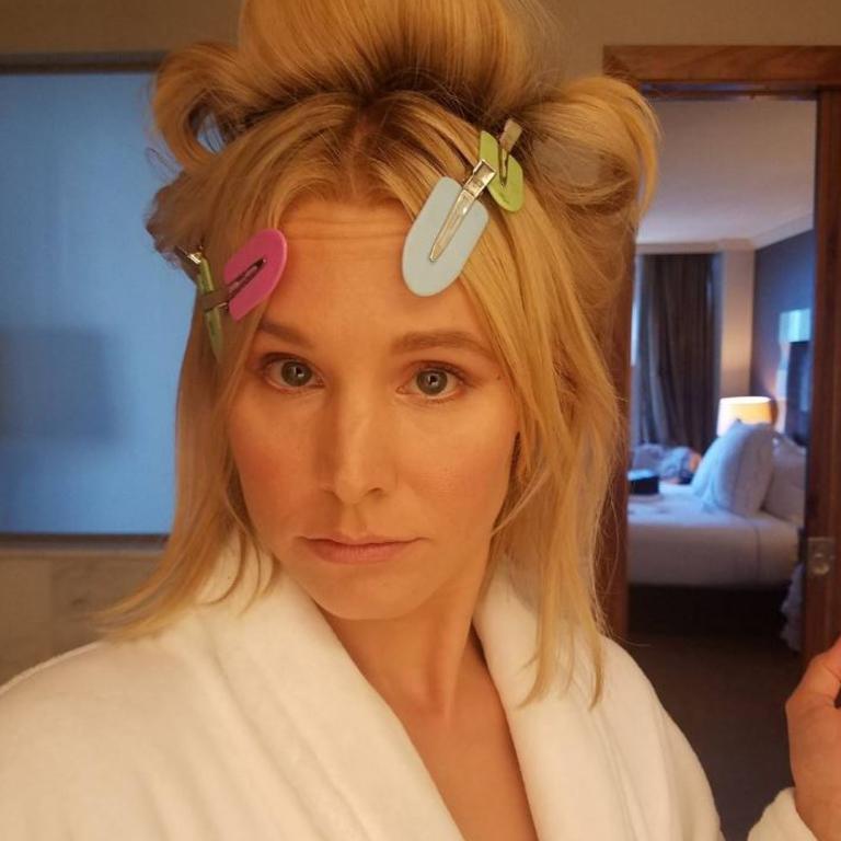 Kristen Bell, "Caught a glimpse of myself in the mirror and said, confidently, "This looks GREAT guys! Let's go!" Then was informed we're only half way done. Oh well." Picture: Instagram