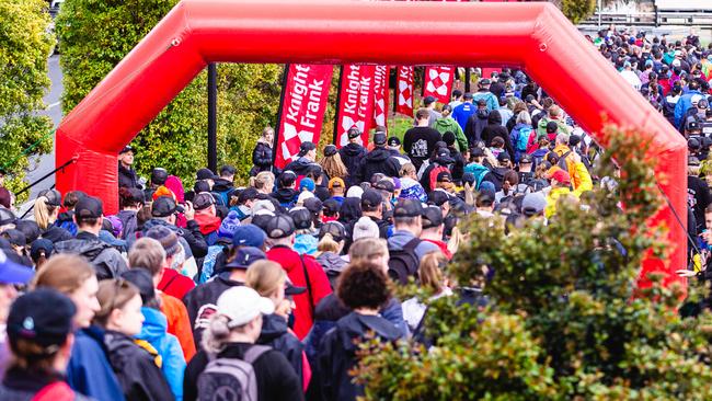 The start of the Point to pinnacle walking race. Picture: Linda Higginson