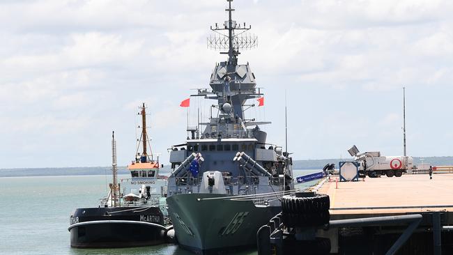 HMAS Ballarat moored in Darwin harbour, Picture Katrina Bridgeford.