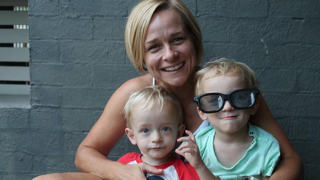 Alison Bolton with twin sons Lachlan and William in 2017. Photo: supplied