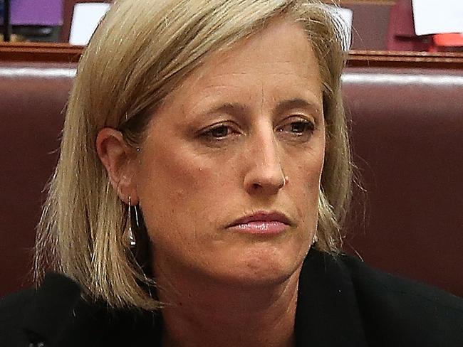 Senator Katy Gallagher speaking in the Senate Chamber, at Parliament House in Canberra. Picture Kym Smith