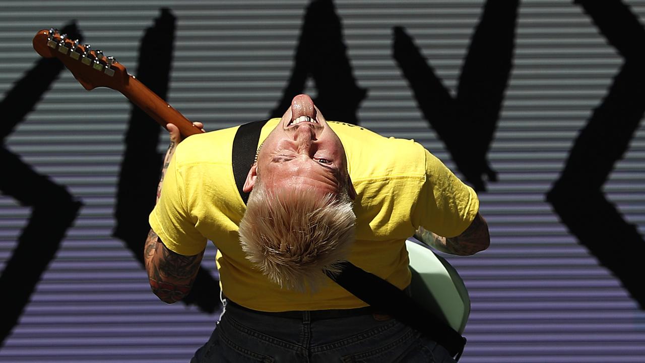 Laurie Vincent of Slaves performs on the Amphitheatre stage. (Photo by Mark Metcalfe/Getty Images)