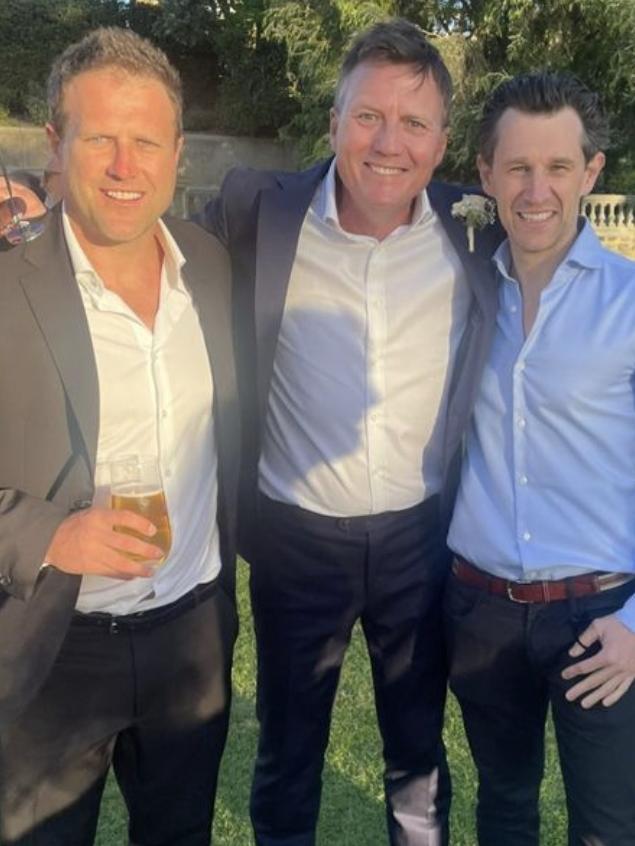 Campbell Brown with James Brayshaw at his wedding. Picture: Supplied