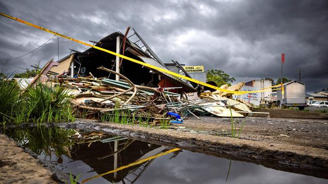 Photo taken on May 15, 2022, shows demolished houses after the recent floods devastation in Lismore. Two months since an unprecedented flood, thousands of residents remain homeless and are struggling to recover. Picture: Patrick Hamilton