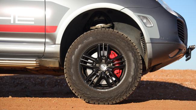 Knobbly all-terrain tyres proved to be perfect for the Cayenne. Picture: Toby Hagon