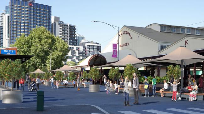 An artist’s impression of how Queen St will look near the market.