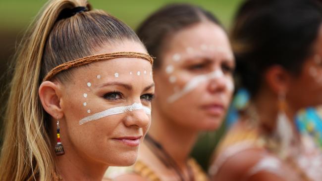 Aboriginal performer Peta Stuachan at the launch of the Parramasala. Picture: AAP Image / Angelo Velardo