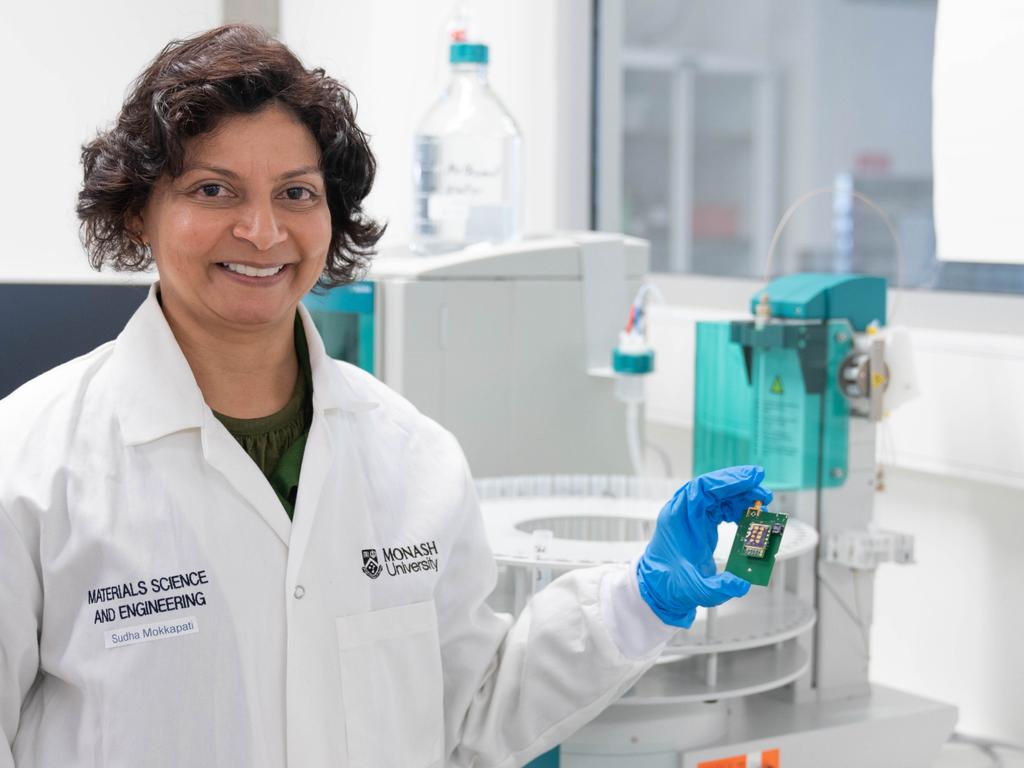 Professor Sudha Mokkapati from Monash University invented the tiny tool to detect biomarkers in the blood of Alzheimer's patients. Image: Monash University