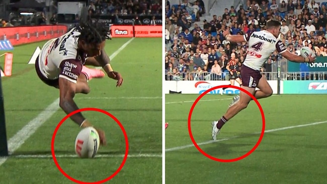 Manly was awarded two contentious tries. Image: Fox Sports