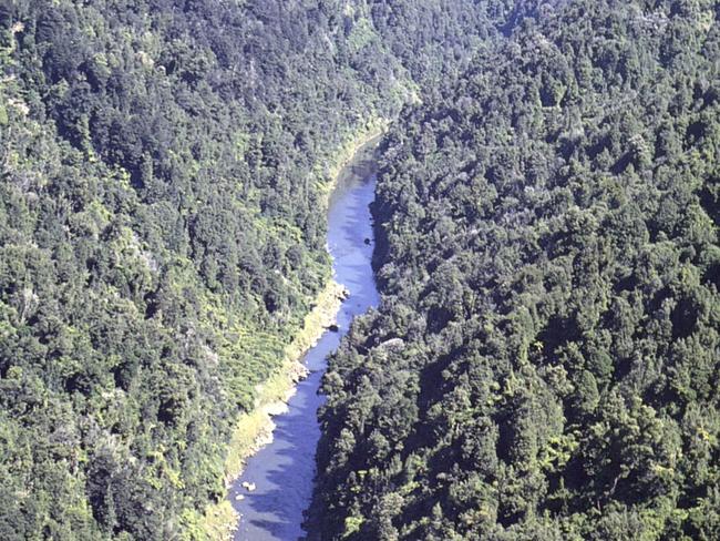 Aerial view of the Whanganui River in New Zealand.