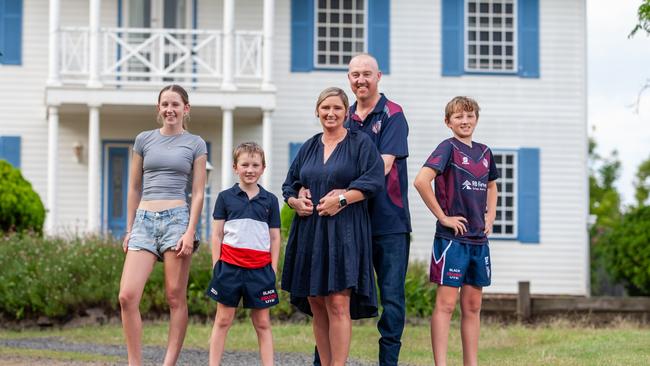 Stephen Kauter with his wife Tenille, daughter Tayla and sons Ned and Jack. Picture: David Martinellli