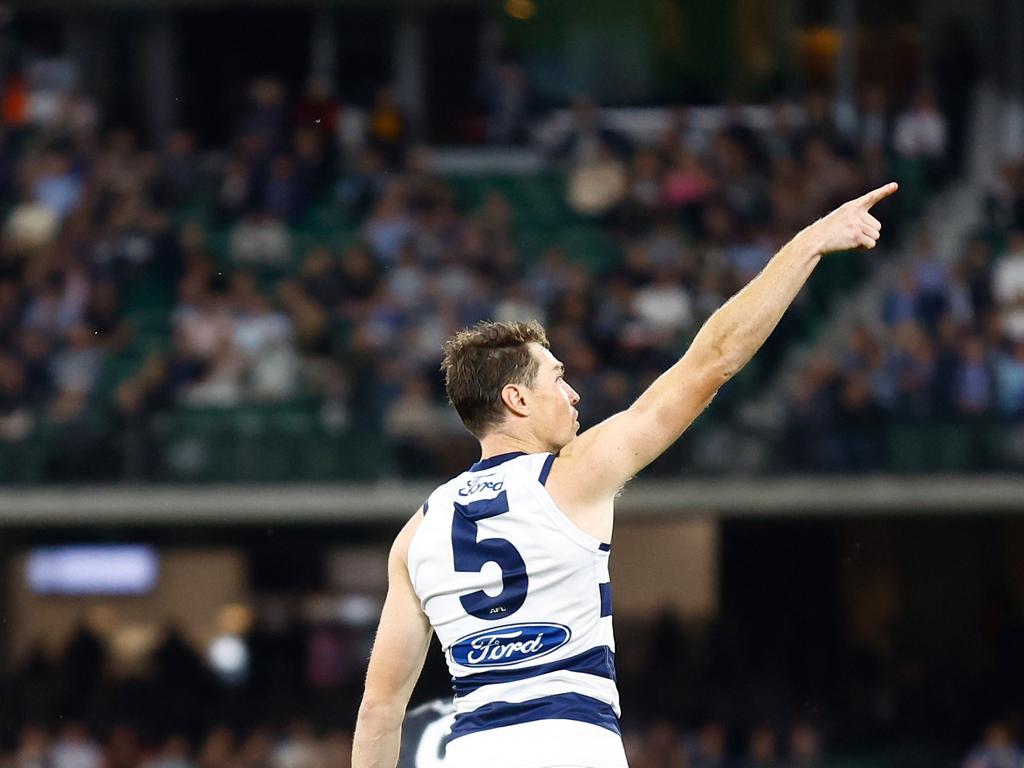 Jeremy Cameron kept the Cats in it. Picture: Michael Willson/AFL Photos via Getty Images