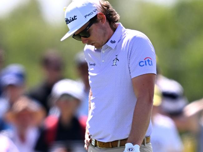 BRISBANE, AUSTRALIA - NOVEMBER 24: Cameron Smith of Australia reacts during day two of the 2023 Australian PGA Championship at Royal Queensland Golf Club on November 24, 2023 in Brisbane, Australia. (Photo by Bradley Kanaris/Getty Images)