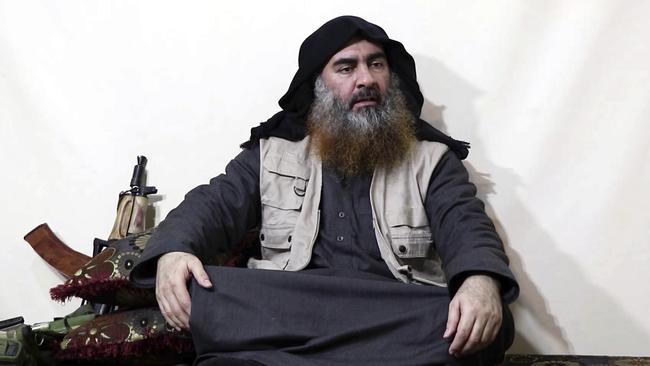 Abu Bakr al-Baghdadi, being interviewed by his group's Al-Furqan media outlet. Picture: AP.