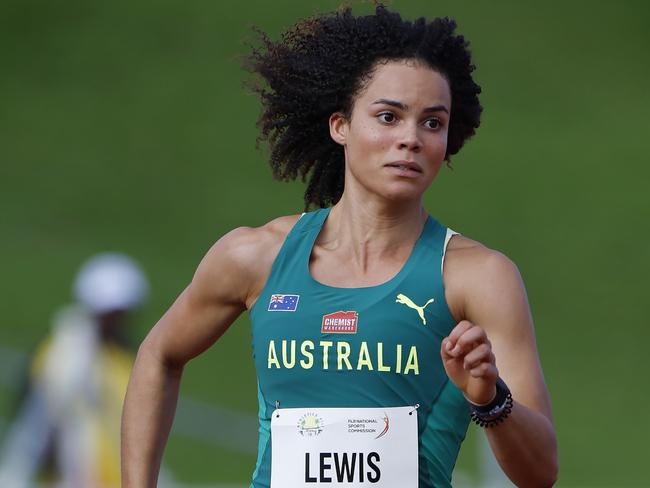 SUVA, FIJI . June 6 , 2024.  Oceania Athletics Championships at HFC Bank Stadium, Suva.   Australian Torrie Lewis runs the bend during her heat of the womenÃs 200 mtr      . Pic: Michael Klein