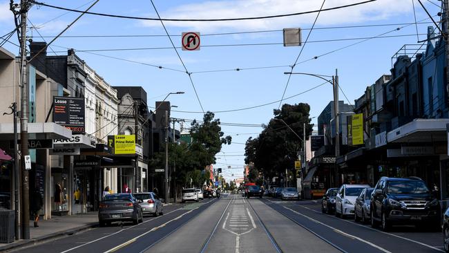 Self-distancing and stay at home measures to combat the coronavirus have impacted trading in South Yarra’s Chapel St. Picture: Penny Stephens