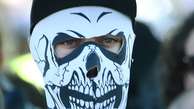 A Reclaim Australia protester at Melton. Picture: Mike Keating.