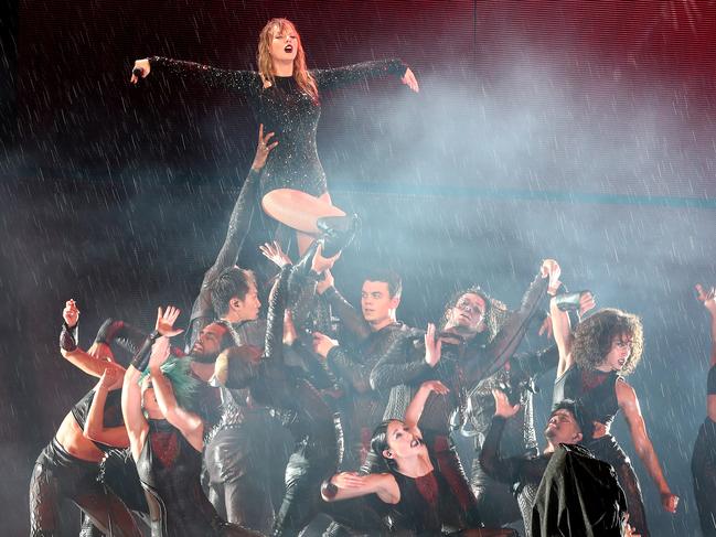 The pace of the show was as relentless as the rain. Picture: Getty