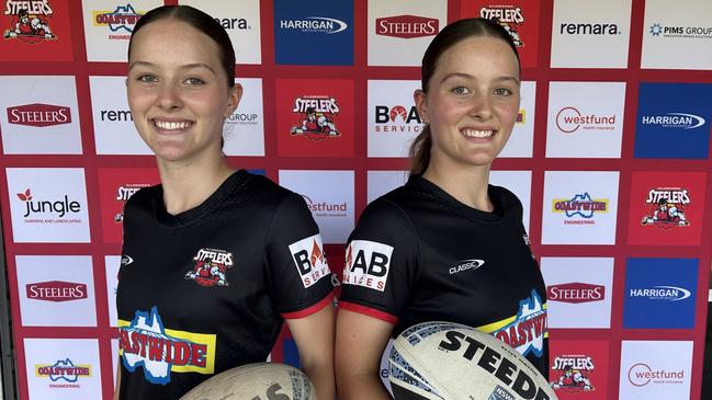 (L-R) Twins Sienna and Elli Young are continuing a famous family tradition via the Illawarra Steelers. Picture: Illawarra Steelers