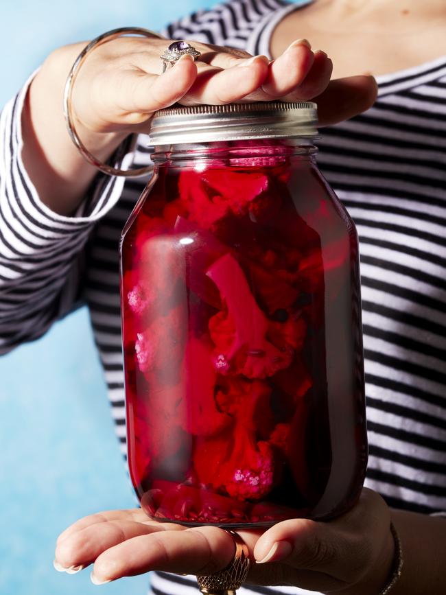 Pickled pink cauliflower. Picture: Craig Wall