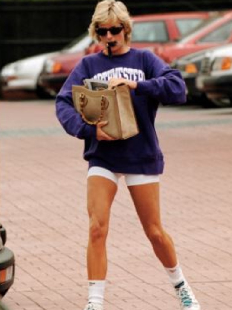 Princess Diana wearing her Northwestern sweatshirt. Picture: Supplied