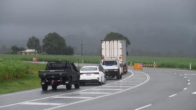 The Bruce Highway closes just north of Ingham as recent rainfall causes the Seymour River to flood. Wednesday, January 29. Picture: Cameron Bates