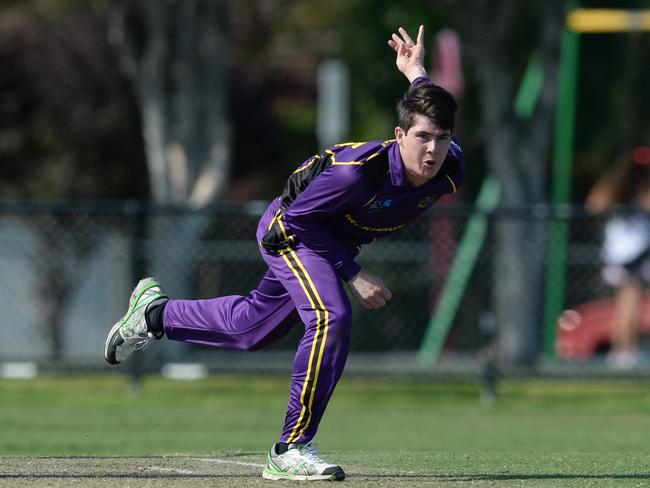 Cricket Southern Bayside Championship Division: McKinnon v South Caulfield at McKinnon Reserve. McKinnon bowler Wade King. Picture: AAP/ Chris Eastman