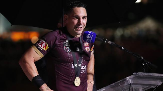 Billy Slater was given the Wally Lewis Medal for player of the series. Picture: Phil Hillyard