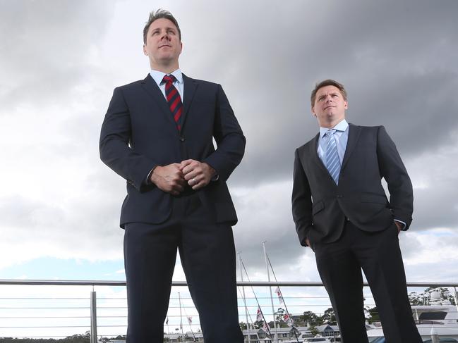 Troy Claydon and Simon Taylor, of Panoptic Solutions, Health, Safety and Security Services during a photo shoot at Sanctuary Cove, Gold Coast. Photo: Regi Varghese