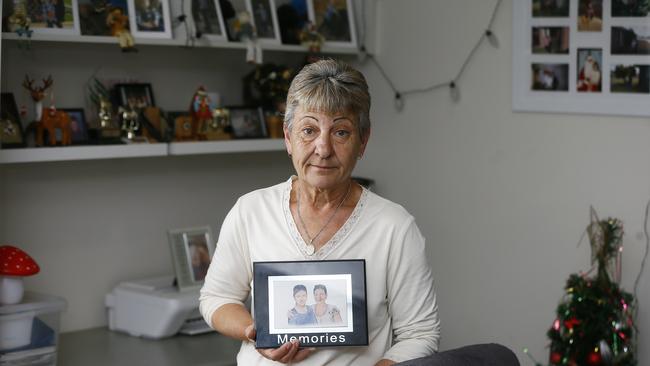 Rosemary Harwood with a sketch of her late daughter Marjorie in 2019. Picture: MATT THOMPSON