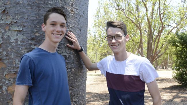 DOUBLE DUX: A lifetime of fraternal competition led to twins (from left) Grant and Blake Reinbott both named Toowoomba Christian College duces (dux). They also scored the equivalent of an OP1.