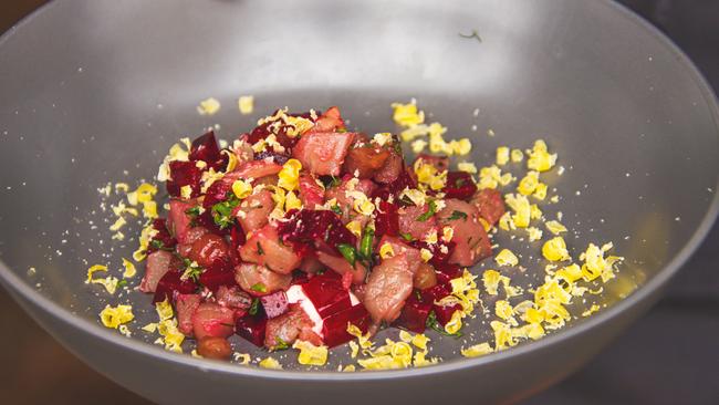 Wild bluefin tuna and beetroot at 1802.