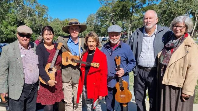 Some of the MUGs – or Mackay Ukulele Group – members (from left) Frank Yeats, Julie Williams, Peter Rosier, Jane Hirst, Mike Connelly, Kevin Brooks and Muriel Kulcullin. Picture: Contributed