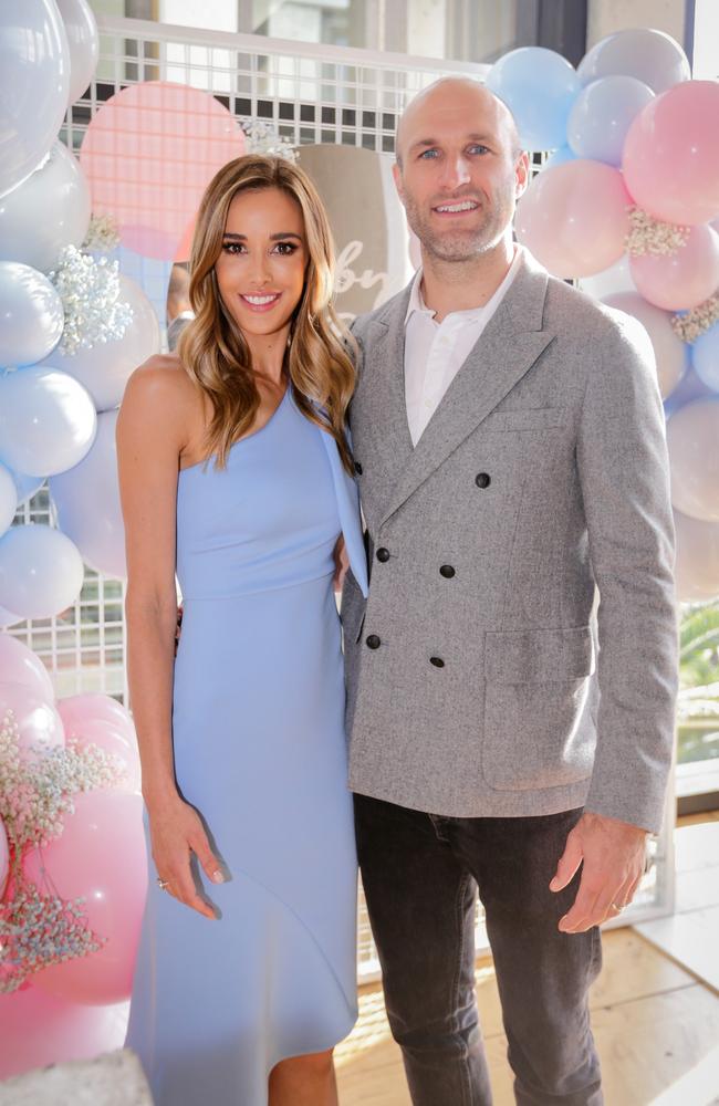 With husband, former AFL star Chris Judd, at the launch of her parenting book in April this year. (Pic: Wayne Taylor)