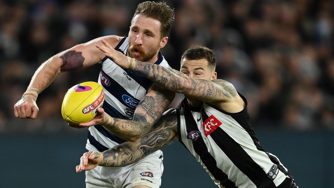 Collingwood and Geelong played in one of the games of the year in the qualifying final and could meet again in the grand final. Picture: Quinn Rooney/Getty Images