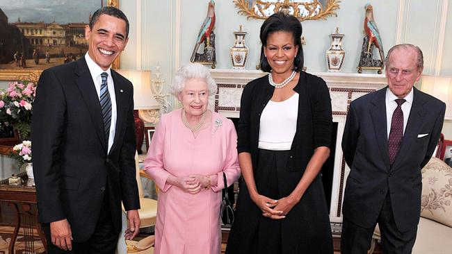 Barack and Michelle Obama with Queen Elizabeth II and Prince Philip at Buckingham Palace in 2009. Picture: John Stillwell - WPA Pool/Getty Images