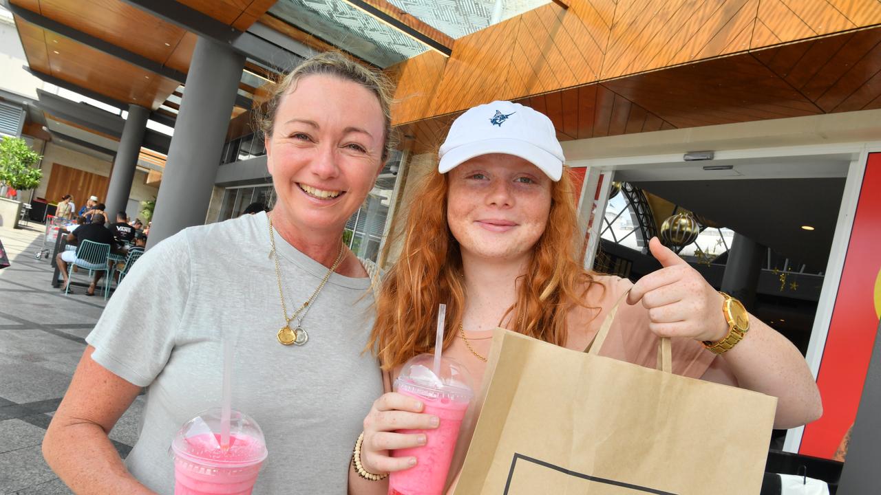 Danielle and Sienna Kendall shop on the Sunshine Coast. Picture: John McCutcheon