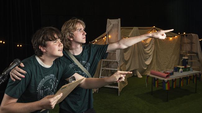 Benjamin Thomas (left) and Levi Paroz play the camp directors in Starcrossed, a Senior IMPACT production presented by The Empire Foundation, Monday, October 14, 2024. Picture: Kevin Farmer