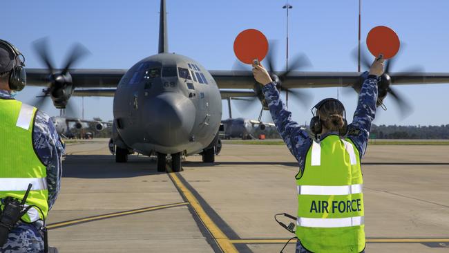 A C-130 Hercules at RAAF base Amberley. Picture: Defence