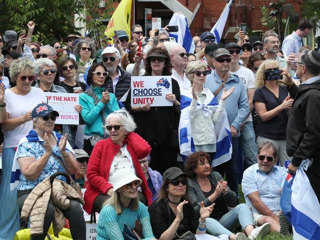 Hundreds of people turned out for the vigil on Sunday, taking a stance against anti-Semitism. Picture: David Crosling