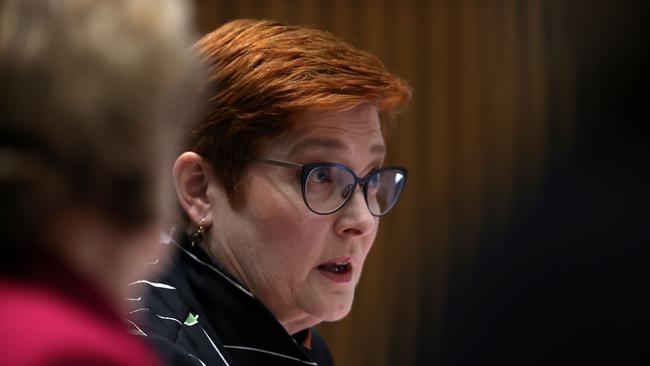 Marise Payne during Senate Estimates Committee for the Department Foreign Affairs in Parliament House in Canberra today. Picture: NCA NewsWire / Gary Ramage