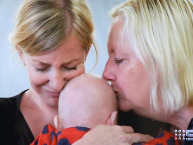 60 minutes tonight. Sally Faulkner with her baby Eli & mother. Must Credit CH 9