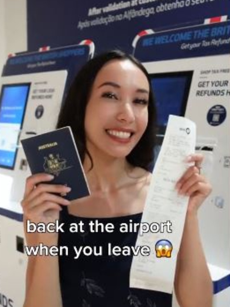 She said the scheme allows you to get the sales tax back at the airport when you leave. Picture: TikTok/investwithqueenie