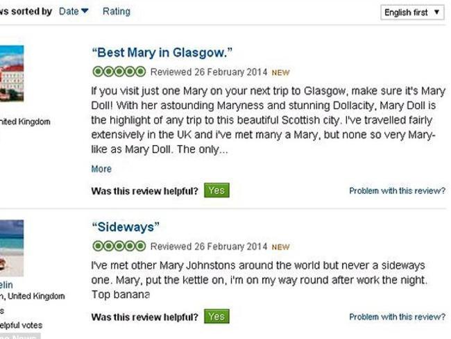 Some of the reviews on TripAdvisor that have now been removed.