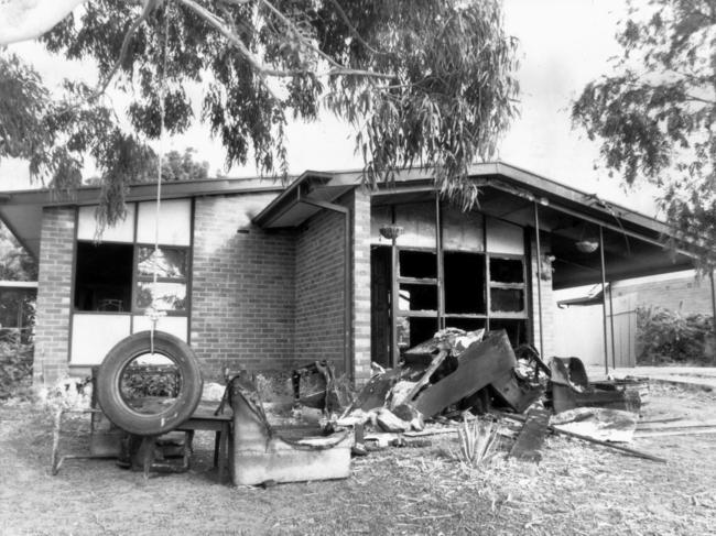 The destroyed Pearce family home at Parafield Gardens in 1991.