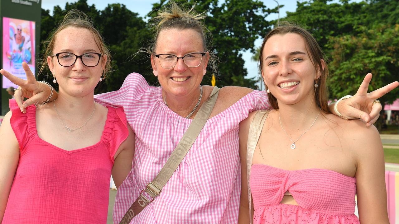 Socials at Pink convert at Townsville's Quensland Country Bank Stadium. Mya , Jenny and Bre Walsh. Picture: Evan Morgan