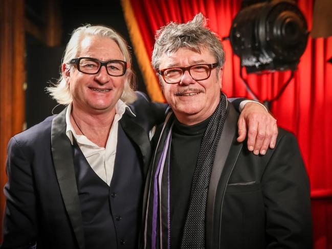 INXS manager Chris Murphy and guitarist Tim Farriss. Picture Craig Greenhill