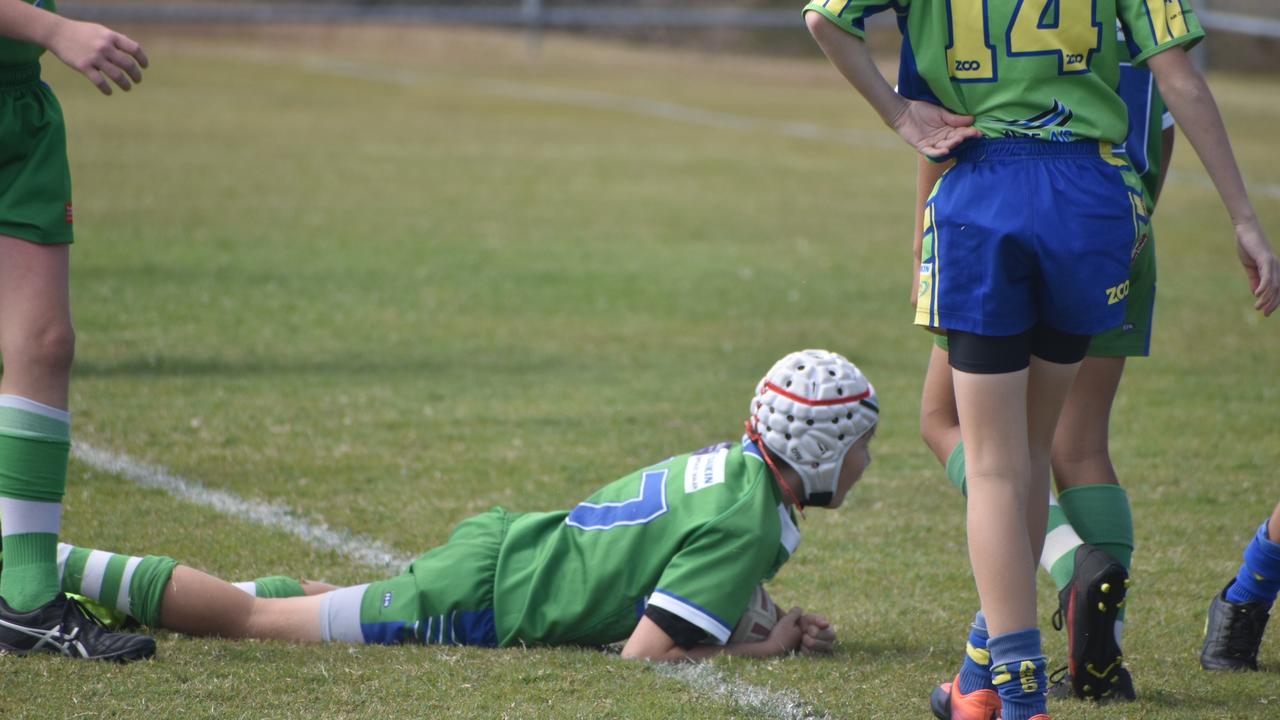 Levi Morris for the Proserpine Green against the Wanderers Gold in the RLMD U12 Mixed division at RLMD Fields, August 7, 2021. Picture: Matthew Forrest