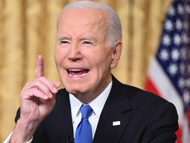 US President Joe Biden delivers his farewell address to the nation from the Oval Office of the White House in Washington, DC, on January 15, 2025. (Photo by Mandel NGAN / POOL / AFP)