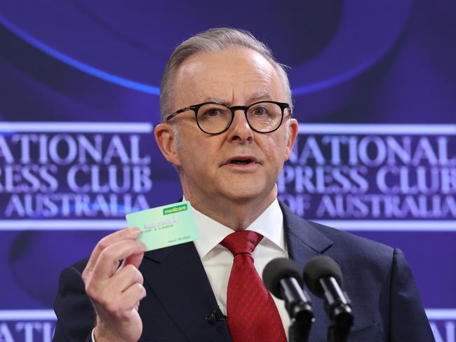 Anthony Albanese delivering his National Press Club speech on Wednesday. Picture: Jason Edwards